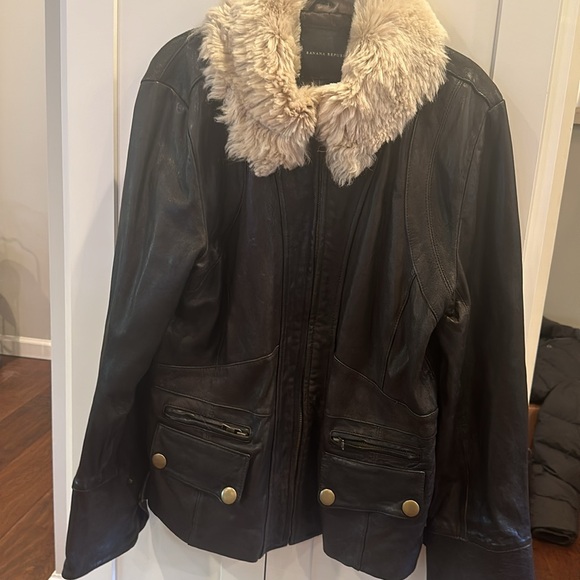 Vintage leather Jacket with faux fur collar - Banana Republic - Picture 2 of 14